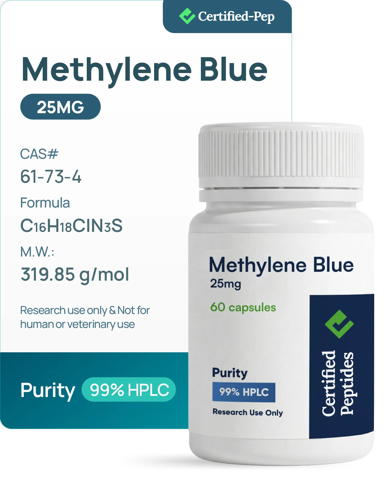 METHYLENE BLUE 25 MG 60 CAPSULES